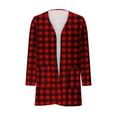 thumbnail image 6 of aohooy Cardigans for Toddler Girls Plaid Lightweight Open Front Cardigan Shawl Collar Long Sleeve Oversized Outerwear Sweater with Pockets Red,120, 6 of 6