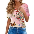 thumbnail image 3 of Iaqnaocc Womens Shirts 250 Anniversary Usa 4th Of July Short Sleeve Button V-Neck Independence Day American Flag Butterfly Tops Retro 2026 Summer Freedom T Shirts for Women Pink M, 3 of 6