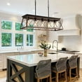 thumbnail image 5 of Q&S 5-Light Rustic Bronze Electric Farmhouse Rectangular Linear Chandelier, 5 of 7
