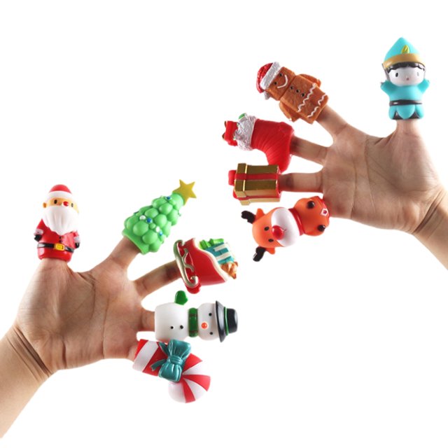 Marionetas De Dedo Divertidas Santa Claus Diseño De Árbol De Navidad Marioneta De Mano De Dibujos Animados Juguete Regalo De Navidad Para Niños 10 Unids/Set seitruly HA037887-00