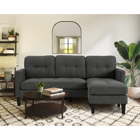 Convertible Sectional Sofa Couch, Modern L-Shaped Couch 3-Seat Sofa, Reversible Sectional, Gray
