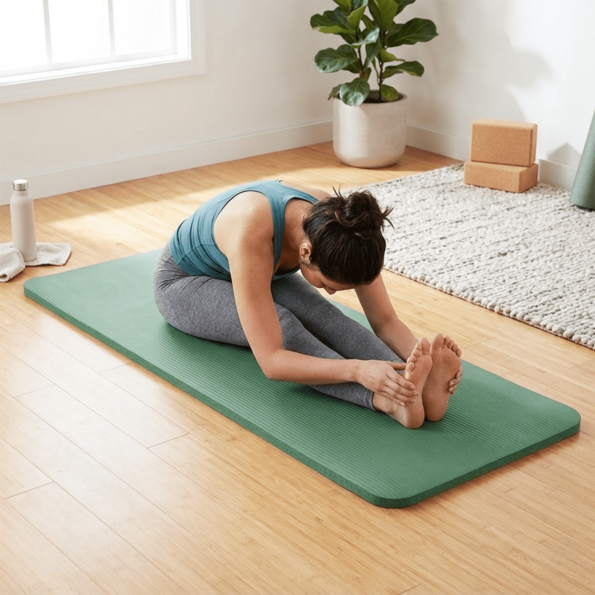 BalanceFrom Yoga Mat, 1" Extra Thick Exercise Pilates Workout Mat, 71" x 24", Green Jasper