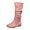 Pink, variant on Mid Calf Boots For Women Soft Matte Faux Suede Ruched Shaft Round Toe Flat Slip On Boot Footwear For Casual Autumn Outdoor Wear