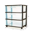 thumbnail image 4 of Homz® 3 Drawer Wide Cart with Casters/Wheels, Black Frame with Clear Drawers, Set of 1, 4 of 6