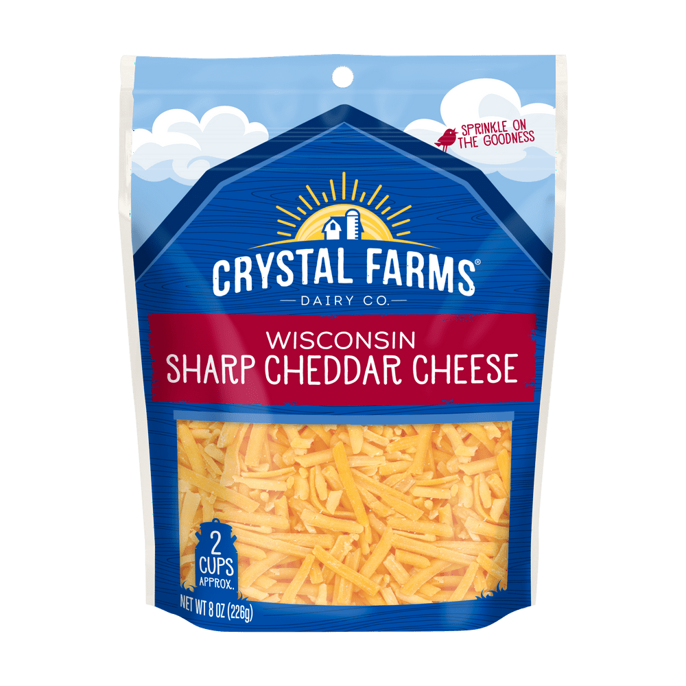 Crystal Farms Shred Sharp Cheddar, 8 oz.
