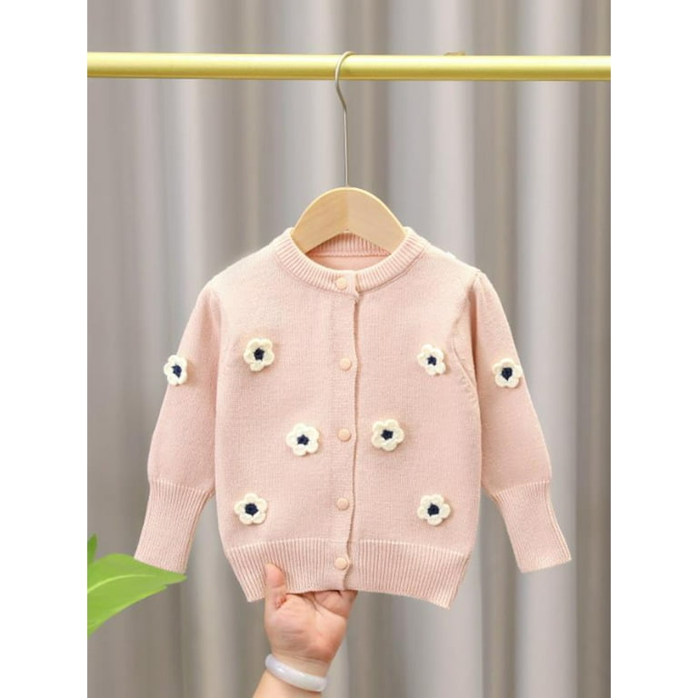 YiLvUst Girl Floral Knit Cardigan Button-down Long Sleeve YiLvUst Girl Floral Knit Cardigan Button-down Long Sleeve