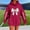 Wine, variant on VOONCAS Women's Oversized Baseball Hoodie with Bow Print, 100% Polyester, Casual Sporty Sweet Style, Blue, Size L - for Baseball Games & Daily Wear