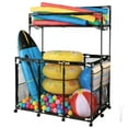 thumbnail image 1 of Yescom Cadre en Métal 10 Roues Bac de Rangement pour Piscine en Maille Roulante TG Double Étage avec Porte-Nouilles, Noir, 1 of 9
