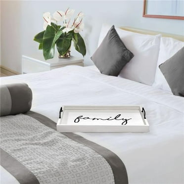 15.50 x 12 in. Family Elegant Designs Decorative Wood Serving Tray with Handles, White Wash Finish