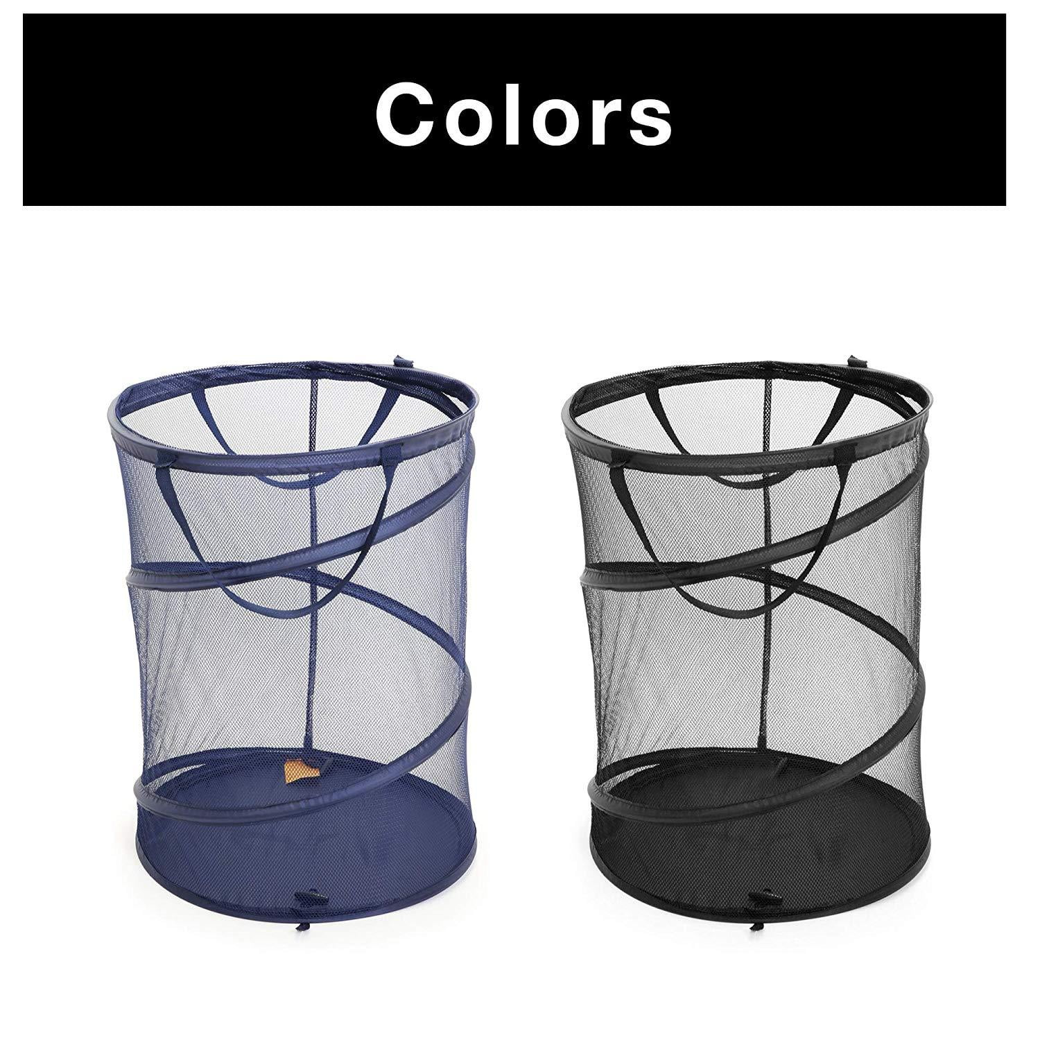 Smart Design Pop Up Spiral Laundry Hamper Bag Mesh - Collapsible Design Holds 3 Loads - Dorm Room Essential - Kids Clothes Basket Organizer - Home Organization - 18 x 24 Inch - Blue