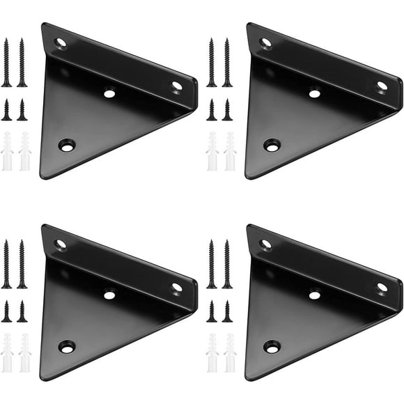 shiyou-Triangle Shelf Brackets,Pack of 4 Floating Shelf Brackets,Hidden Wall Shelf Brackets, Wall Mounted, Heavy Duty Metal Wall Brackets for Storage Shelf, Bookshelf