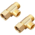 thumbnail image 1 of Lead Free 2 PCS Brass Angle Stop Add-A-Tee Valve 3/8" Compression Inlet by 3/8" Compression Outlet by 3/8 Inch Compression Outlet Easy Connect Tee, 1 of 8
