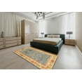 thumbnail image 5 of Ahgly Company Machine Washable Indoor Square Abstract Dark Gold Brown Area Rugs, 7' Square, 5 of 7