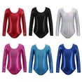 thumbnail image 2 of 1Pc Kids Girls Gymnastics Bodysuit Long Sleeve Colorful Shiny Ballet Dance One Piece Rose Red 110cm/43.31", 2 of 6