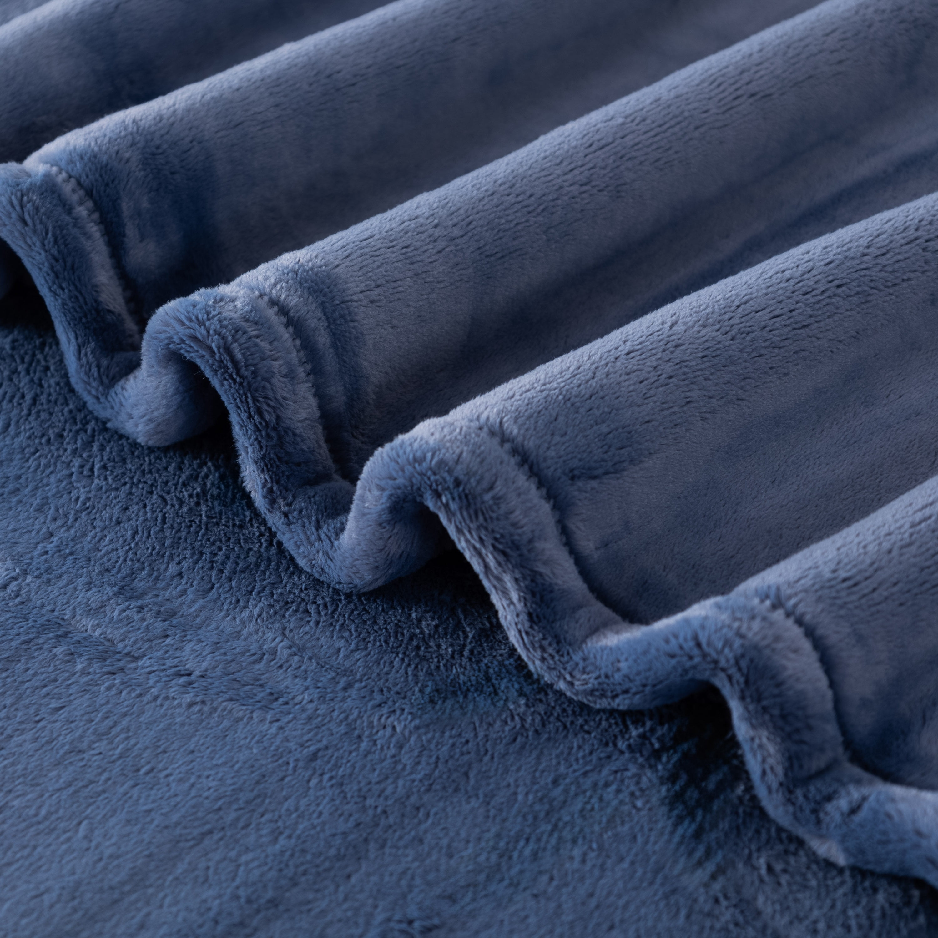 Hotel Style Solid Oversized Soft Bed Blanket, Full/Queen, Washed Indigo