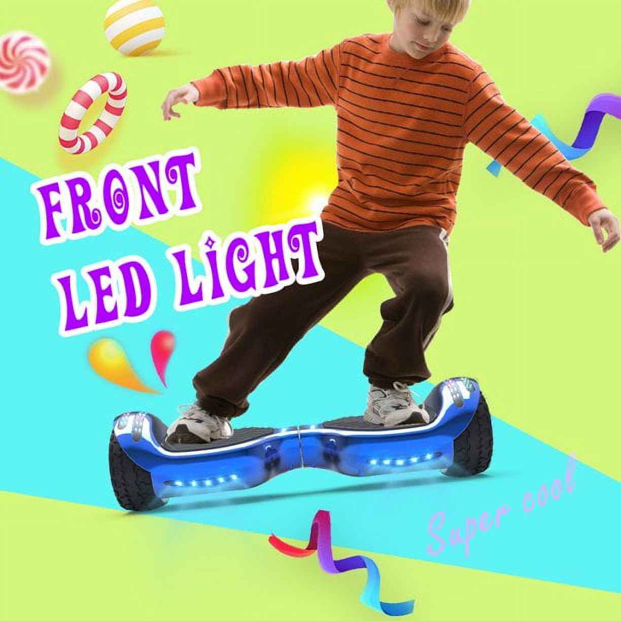 Hoverboard All-Terrain LED Flash Wide All Terrian Wheel with Bluetooth Speaker Dual LED Light Self Balancing Wheel Electric Scooter Chrome Blue - image 5 of 5