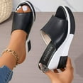 thumbnail image 5 of Mepaouo Summer Sandals for Women 2025 Wide Width Wedge Platform Slides Casual Dressy Shoes Black 5.5, 5 of 8