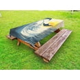 thumbnail image 1 of Ocean Outdoor Tablecloth, Illustration of Cloudy Sky Tropical Island Wave and Surfer At Sunset Seascape, Decorative Washable Fabric Picnic Tablecloth, 58 X 104 Inches, Beige Yellow Navy, by Ambesonne, 1 of 2