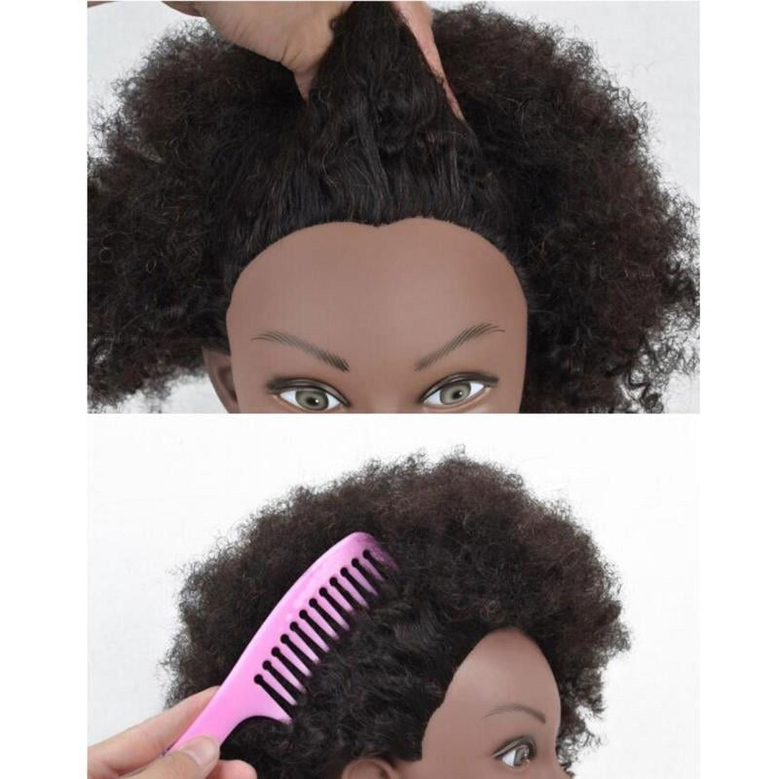 Hair Styling Practice Doll Afro Training Mannequin Head with Clamp, Real ,  Thick, Can Perm, Bleach, Cut And Blow - 14in 