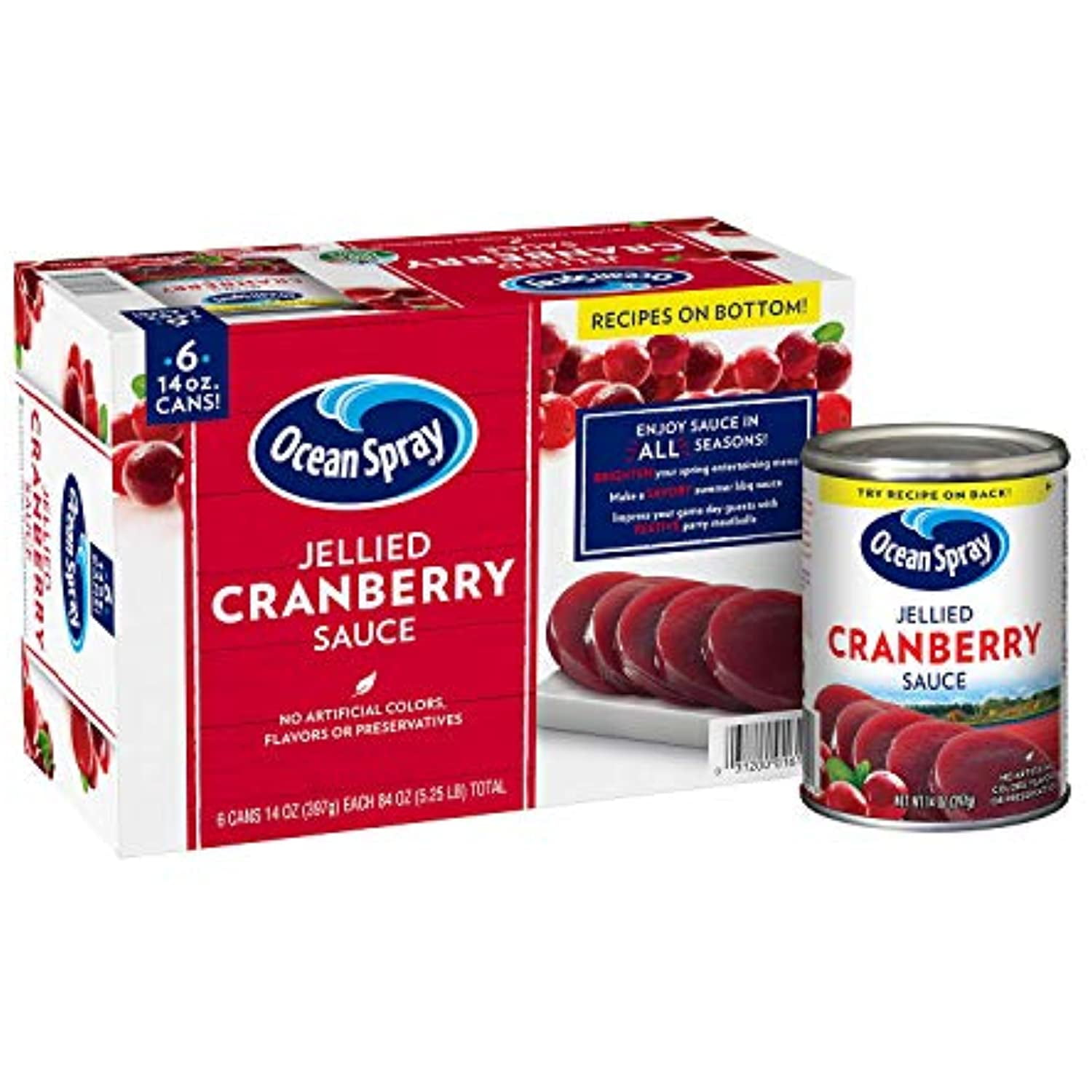 Ocean Spray Jellied Cranberry Sauce, 6 Cans 14 Ounces Each 84 Ounce