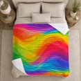 thumbnail image 5 of Vibrant Rainbow Abstract Wavy Stripe, Dramatic Artistic Scene, Warm Flannel Blanket for Living Room and Bedroom, Art Lovers Housewarming Gift, Artistic Home Decor, 5 of 9