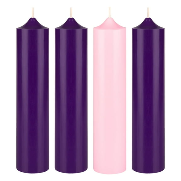 Mega Candles 4 pcs Unscented Advent Bell Top Pillar Candles, Hand Poured Wax Candles 2 Inch x 9 Inch, Holidays, Church, Decorations, Devotional, Celebration, Party & More