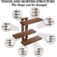 thumbnail image 4 of Variable Wood Floating Shelves Set of 3, Wall Cube Shelves 28.35" Max, Wall Shelves for Living Room Bathroom Bedroom - Light Walnut Color - 28.35" x 23" x 5.9" Max, 4 of 7
