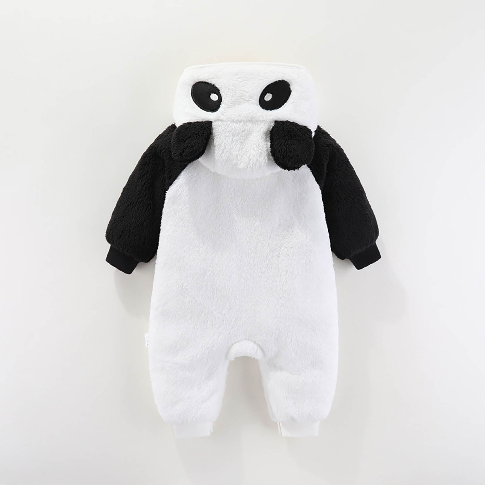 XFHLMJFF Jumpsuits Baby Panda Ainmal Cartoon Outfit Fold Over Mittens Footies Coveralls Girls Boys Solid Color Long Sleeve Winter Warm Hooded Snowsuit One Piece Size 12-18 Months