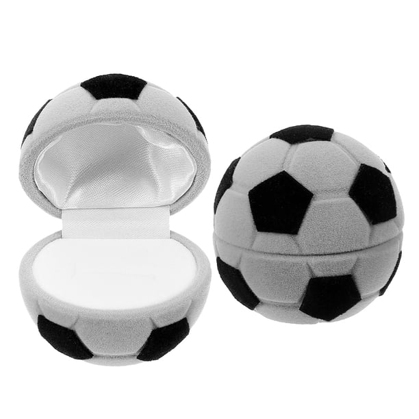GOOHOCHY 2 cajas creativas con forma de balón de fútbol para anillos de compromiso, bodas, ocasiones especiales, joyas de fútbol para anillos de compromiso y aniversarios.