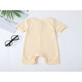 thumbnail image 3 of Lovely Baby Romper  Short Sleeve  Neck Solid Color Ribbed Buttoned Short Pants for Summer Spring  Kids Clothing, 3 of 7