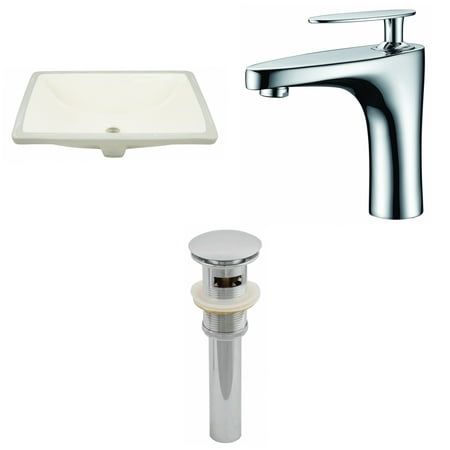 Rectangle Single Hole - 18.25-in. W CUPC Rectangle Undermount Sink Set In Biscuit - Chrome Hardware With 1 Hole CUPC Faucet - Overflow Drain Incl.