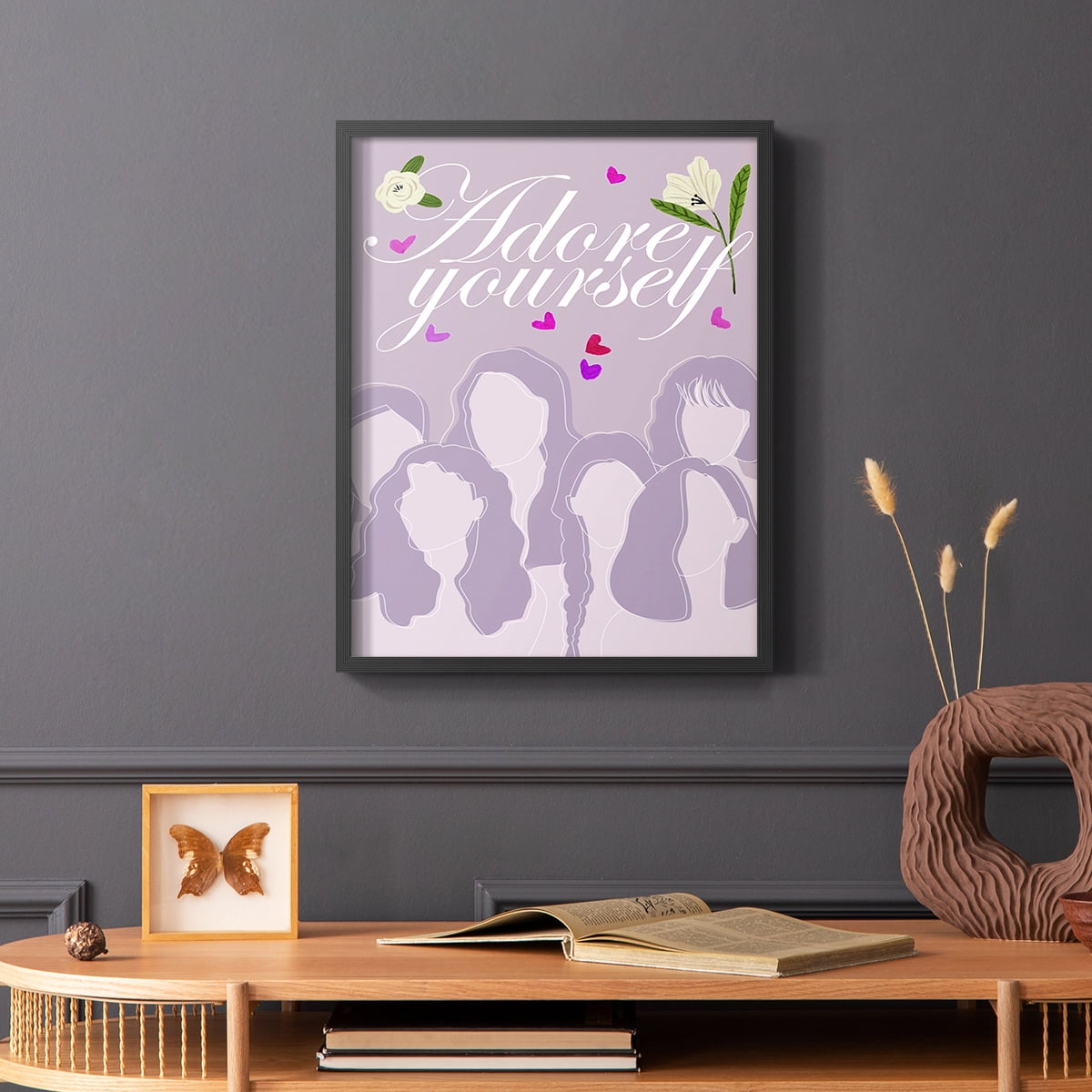 Happy Galentine's Day Collection B Framed Print in Black Solid Wood Framed Print No Nail Hanging
