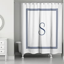 Creative Products Navy Blue and White Letter S Monogrammed 71x74 Shower Curtain