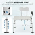 thumbnail image 4 of MaxKare Transfer Bench & Shower Chair with Backrest & Padded Armrests for Senior and Handicap, Toilet Rail, 10 Levels Height Adjustable, Rubber Feet, 300Lbs, 4 of 12