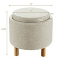 thumbnail image 3 of Giantex 4 in 1 Upholstered Round Storage Ottoman, Fabric Storage Cozy Footstool, Beige, 3 of 8