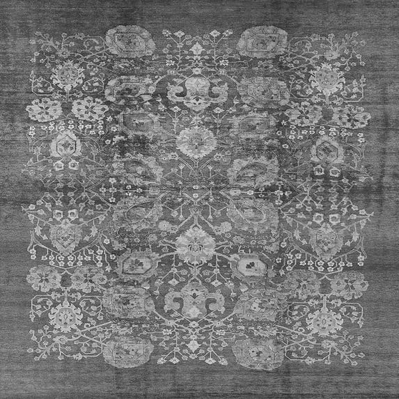 Ahgly Company Indoor Square Oriental Gray Industrial Area Rugs, 4' Square