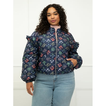 ELOQUII Elements Women's Plus Size Quilted Bomber Jacket
