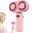 thumbnail image 5 of Ventilador Portátil de Mano con Carga USB, Doble Ventilador, Pantalla Digital, Batería Recargable, Color Rosa., 5 of 5