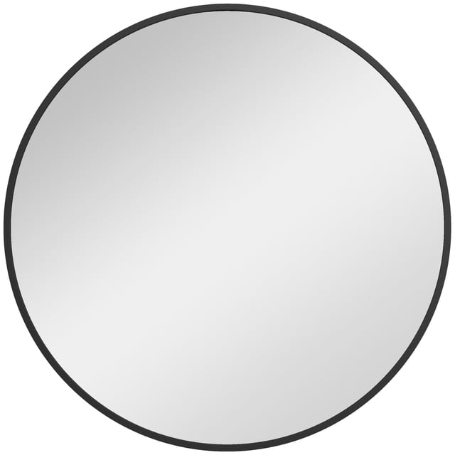 HOMCOM 36 Inch Round Wall Mirror with Metal Frame for Bathroom Black