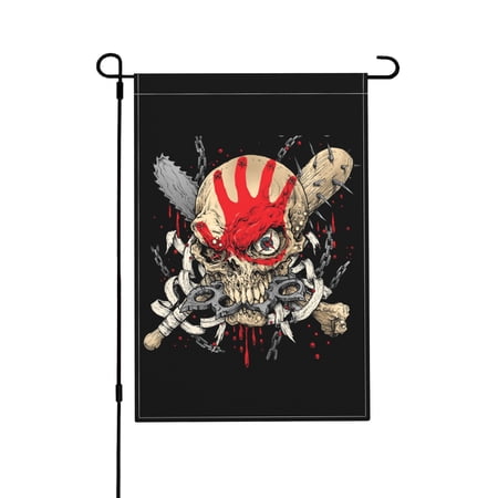 TEQUAN Dead Skull Ghost Painting Garden Flags, 18 x 12 inch Double Sided Linen Outdoor Flag for Holiday Farmhouse Yard Home Decor