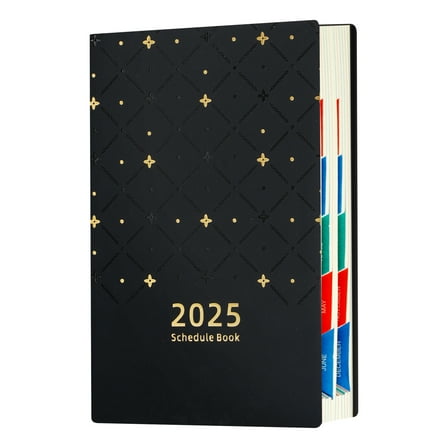 Planner Weekly And Monthly A5 Notebook for Students Supplies, Black Notebook Stickers Set for Party Gift, 21x14.5x2 cm