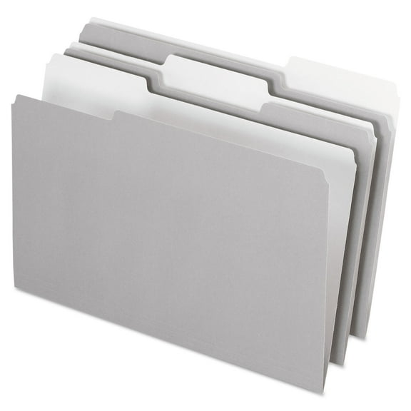 Interior File Folders, 1/3-Cut Tabs, Legal Size, Gray, 100/box | Bundle of 5 Boxes