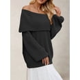 thumbnail image 3 of The Shoulder Sweater for Women Fall Winter Oversized Pullover Lantern Long Sleeve Soft Knit Sweater Top Black XL, 3 of 5