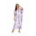 thumbnail image 4 of Beautybatik Purple Women Hippie Tie Dye Caftan Kaftan Loungewear Maxi Plus Size Long Dress 4X, 4 of 6