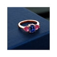 thumbnail image 3 of Gem Stone King 2.46 Ct Blue Created Sapphire Red Created Ruby 18K Rose Gold Plated Silver Ring, 3 of 4