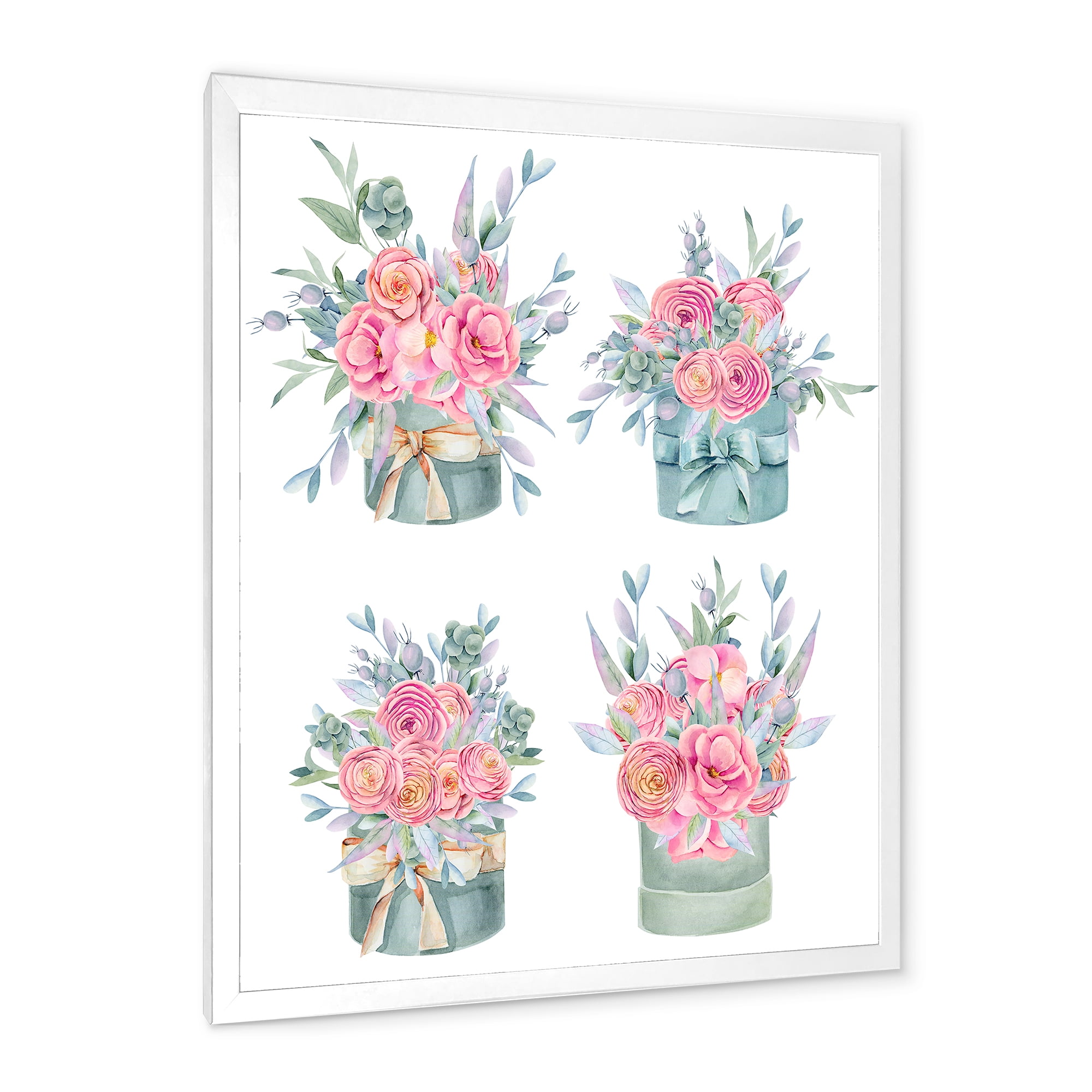 Designart 'Bouquets Collection of Pink Roses' Farmhouse Framed Art Print