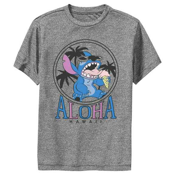 Boy's Lilo & Stitch Aloha Ice Cream Performance Graphic Tee Charcoal Heather X Large