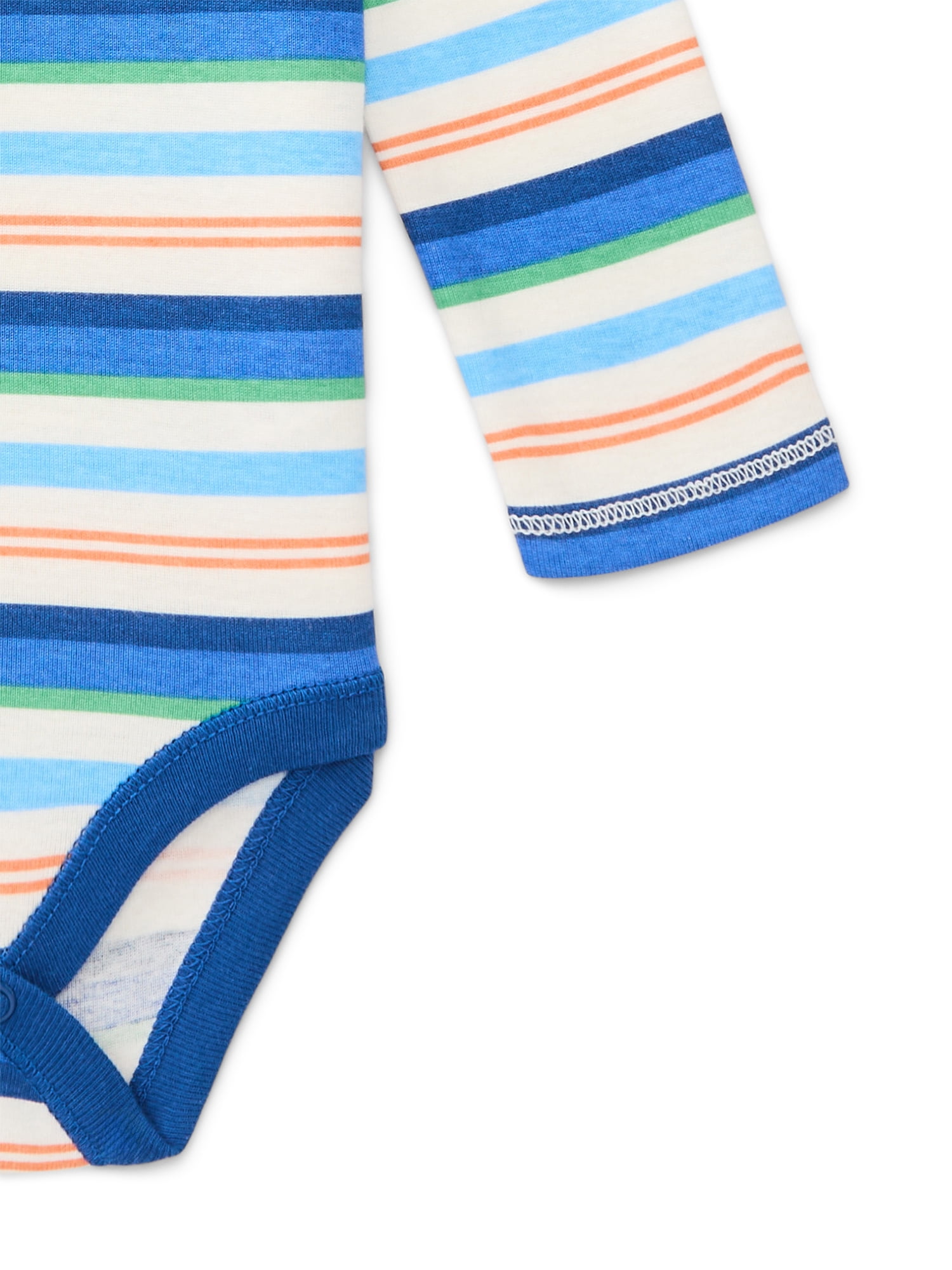 Wonder Nation Baby Boy Long Sleeve Striped Bodysuit, Sizes 0-24 Months