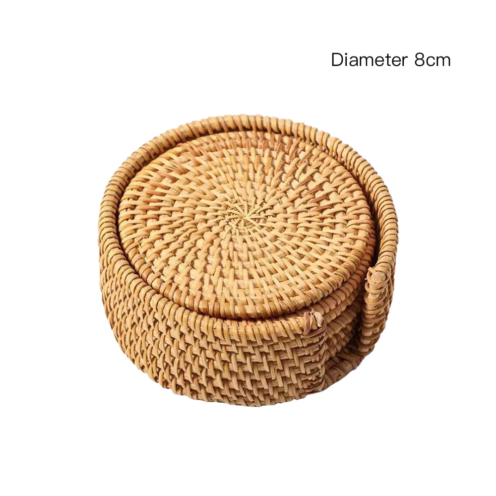 Natural Rattan Coasters Bowl Pads Handwoven Insulation Table Cup Place Mats 8D0 