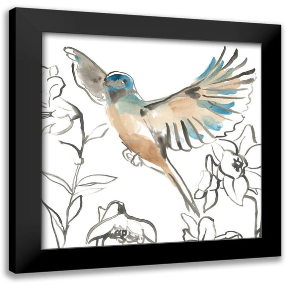 Vess, June Erica 12x12 Black Modern Framed Museum Art Print Titled - Songbird Meadow IV